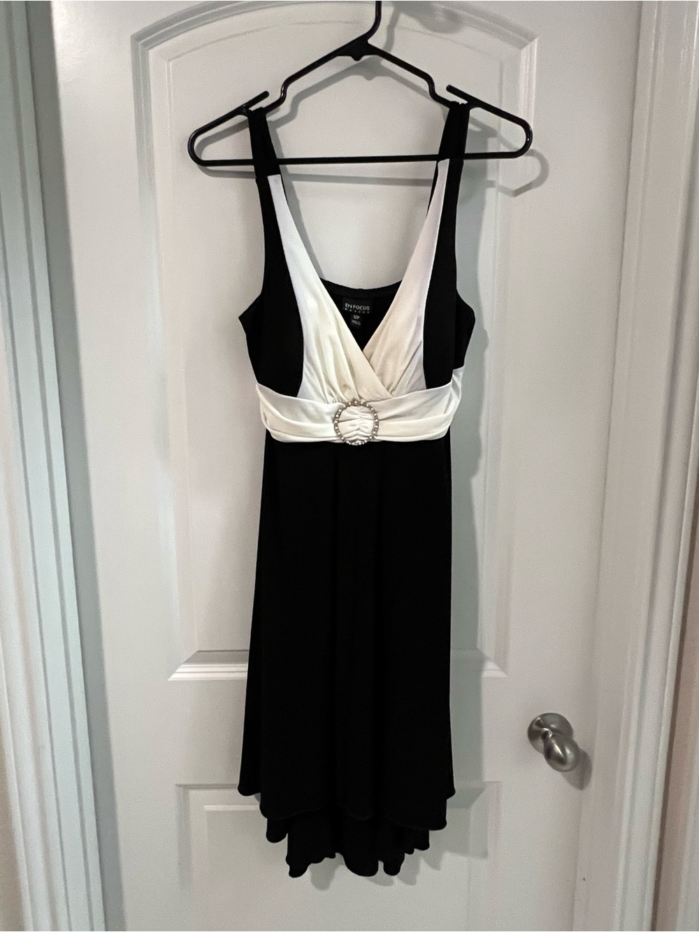 Enfocus Studio Black and White High-Low Cocktail Dress